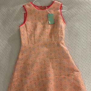 Sail to Sable Melon Jacquard Flare Dress, NWT